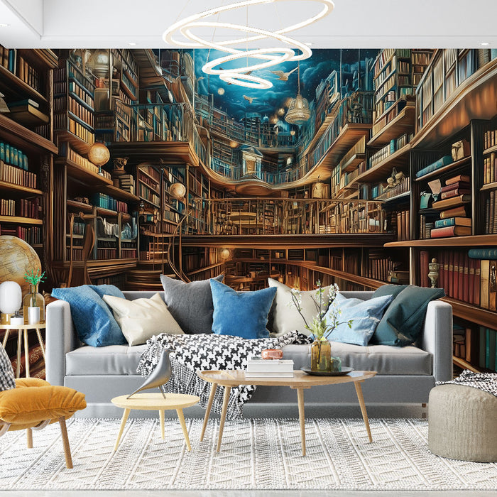 Papier peint bibliothèque magique | Un voyage enchanteur à travers les livres