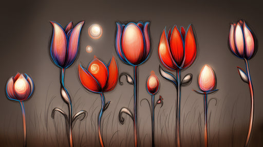 Papier peint floral Fleurs abstraites lumineuses