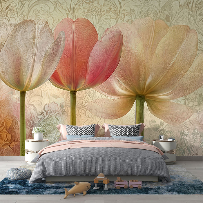 Papier peint tulipes | Design artistique floral