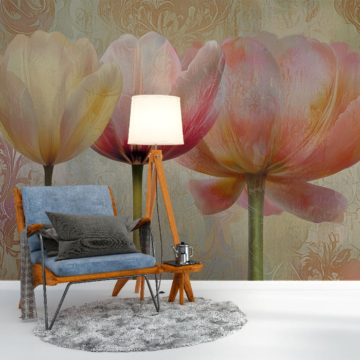 Papier peint tulipes | Élégance florale pastel