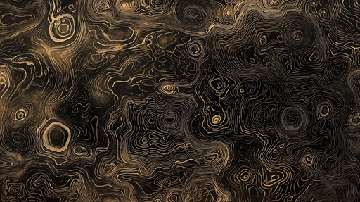 Papier peint abstrait Noir et doré avec motifs tourbillonnants