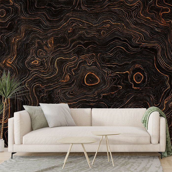 Papier peint motif abstrait | Éclats dorés sur fond noir