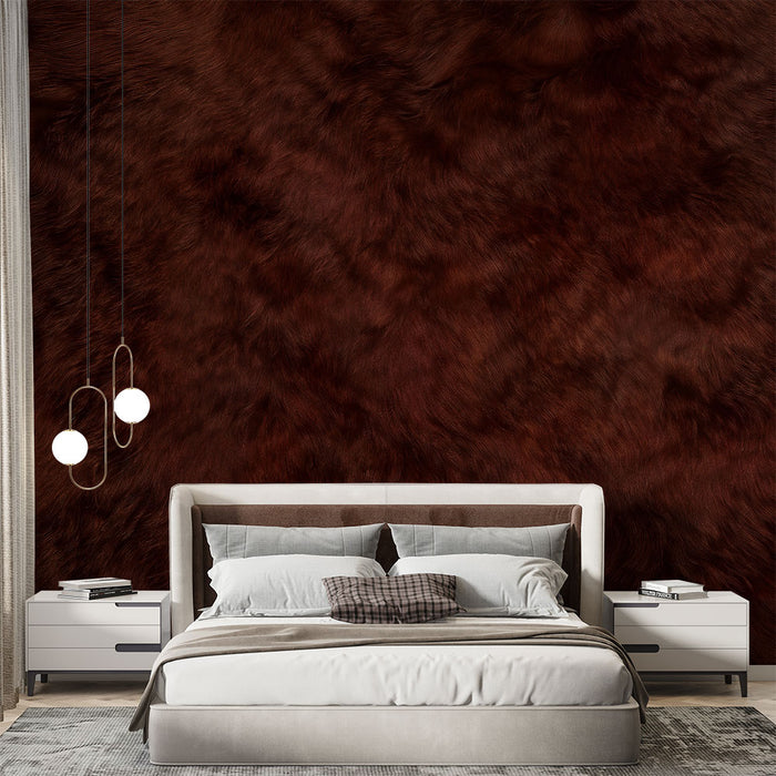 Papier peint texture fourrure | Ambiance chaleureuse marron foncé