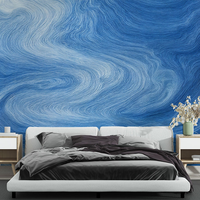 Papier peint ondulations bleues | Design fluide et apaisant