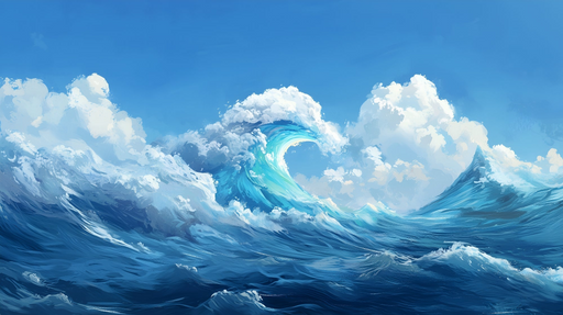 Papier peint océan Vagues en bleu profond