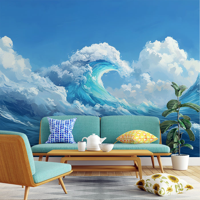 Papier peint océan | Vagues en bleu profond