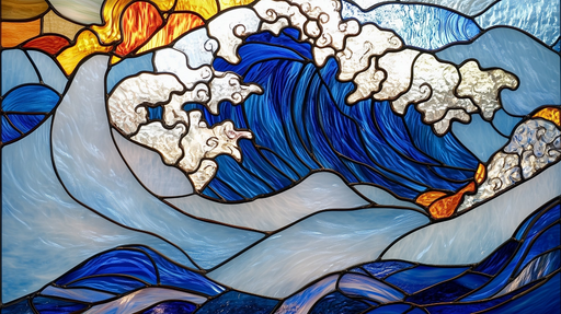 Vitrail Vagues Art du Verre Coloré