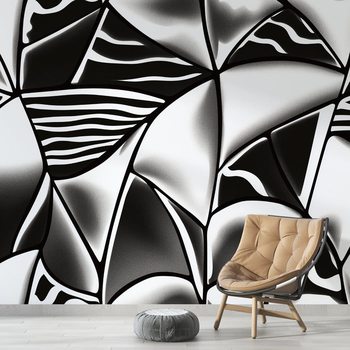 Papier peint géométrique | Noir et Blanc Abstrait