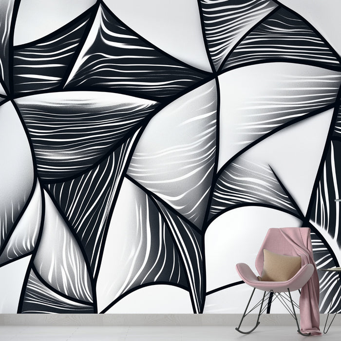 Papier peint abstrait moderne | Noir et blanc