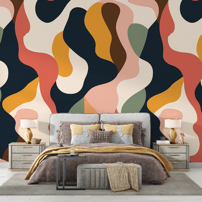 Papier peint abstrait | Motifs ondulés colorés