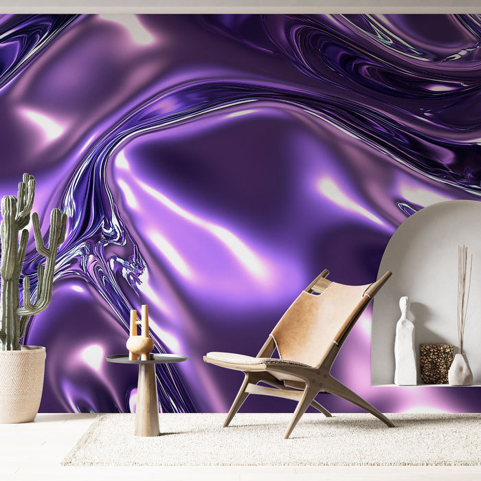 Papier peint métallique violet | Effet Fluide et Luxueux