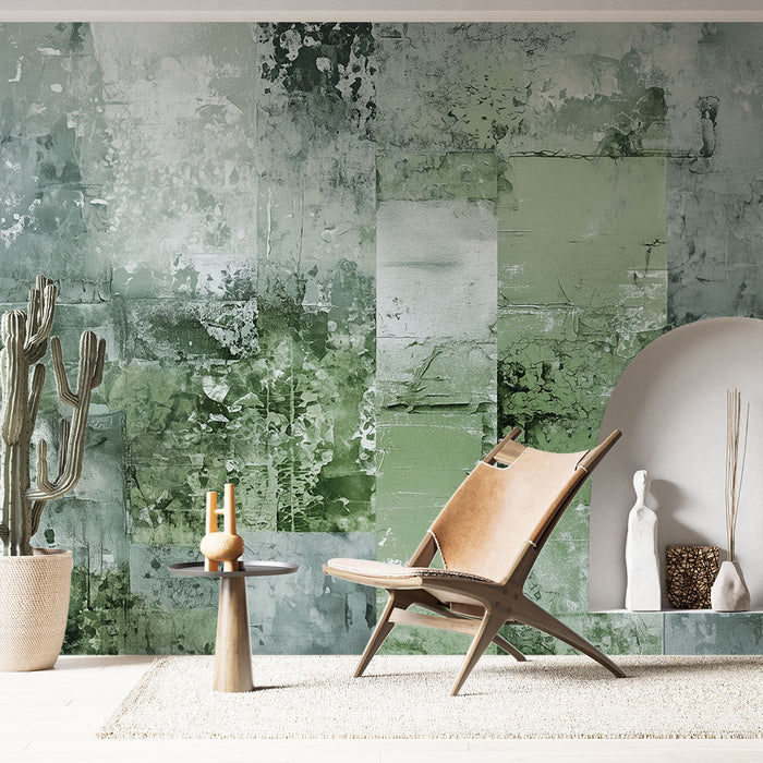Papier peint abstrait | Vert naturel et textures artistiques