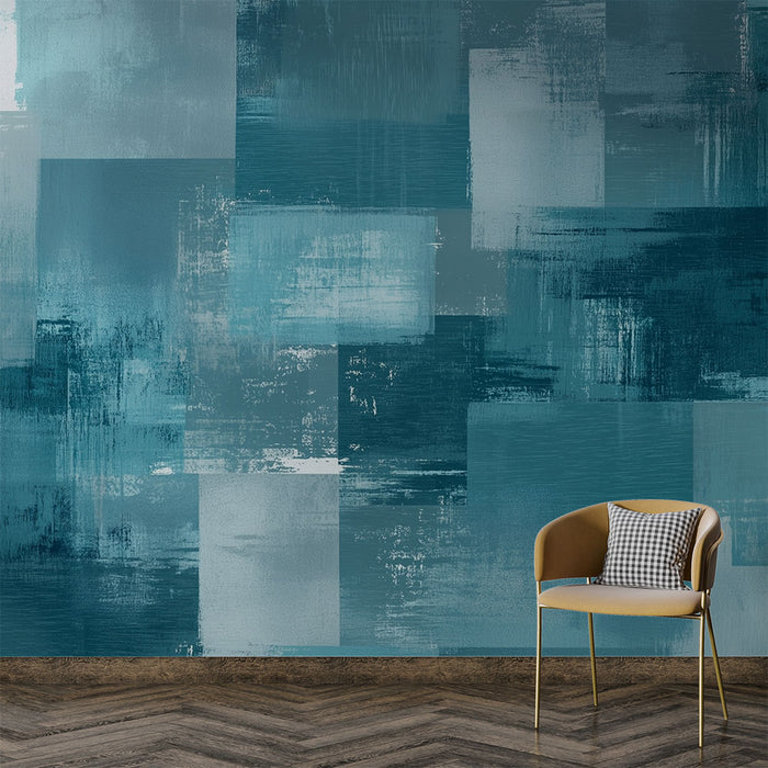 Papier peint moderne | Motifs géométriques bleu acier