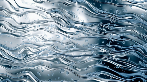 Papier peint ondulations métalliques Flux argentés