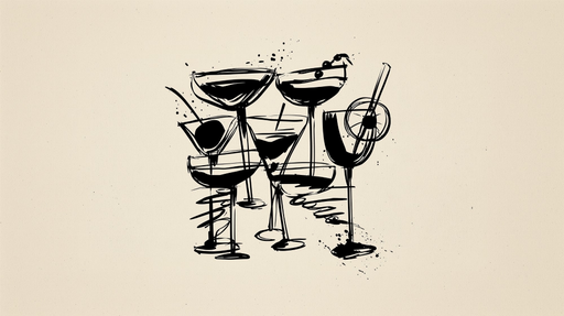 Papier peint cocktails Esquisse élégante de verres à cocktail