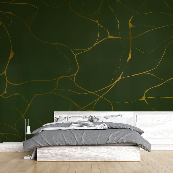 Papier peint abstrait | Vert et Doré
