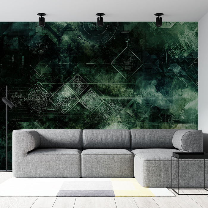 Papier peint abstrait | Design moderne vert et noir