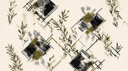 Papier peint géométrique et feuillage Design contemporain