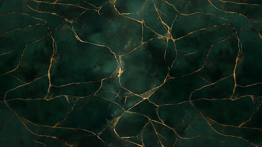 Papier peint marbre vert Effet craquelé doré
