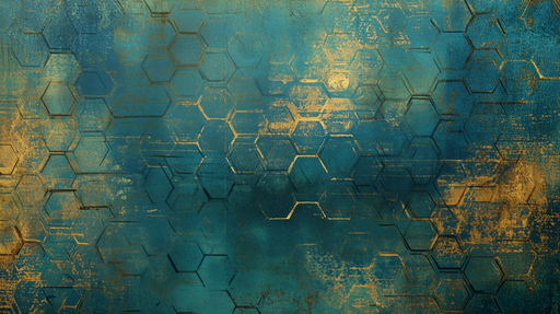 Papier peint hexagonal Bleu et or moderne