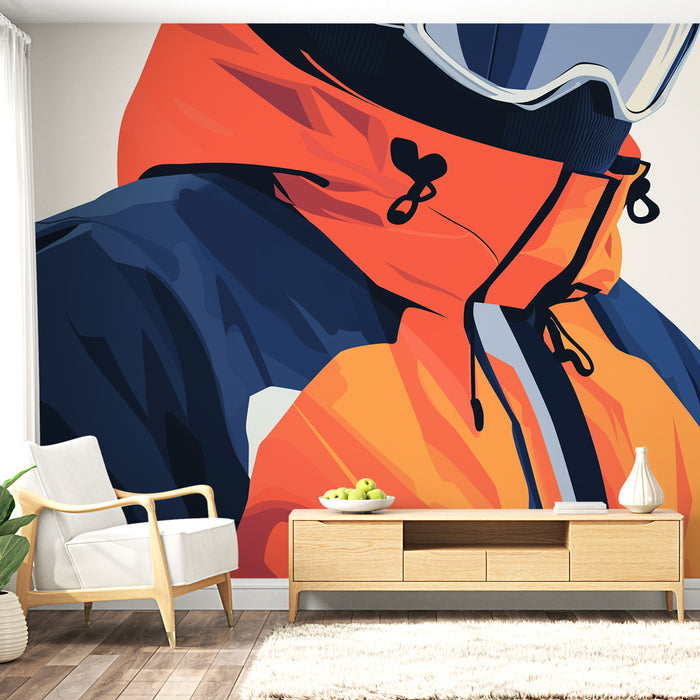 Papier peint veste de sport d'hiver | Veste technique avec capuche et protection contre les intempéries