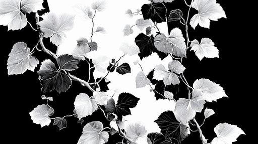 Papier peint feuillage Élégant noir et blanc