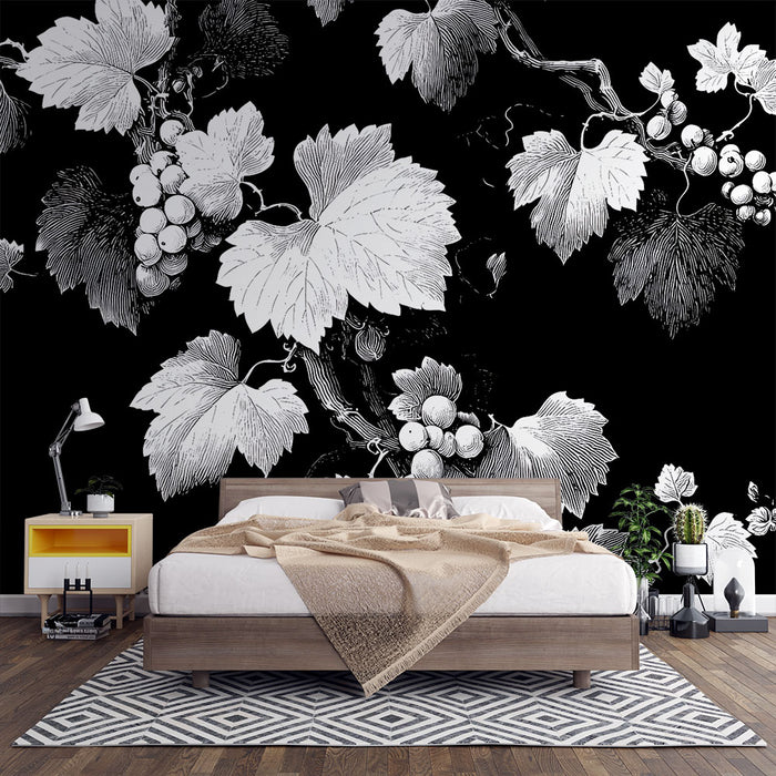 Papier peint vignes | Noir et Blanc