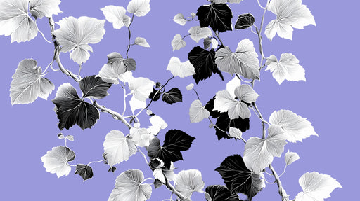 Papier peint feuilles Élégance monochrome sur fond violet