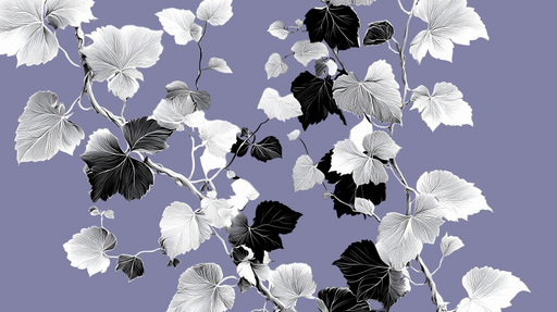 Papier peint floral Design élégant noir et blanc sur fond violet