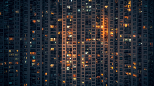 Papier peint immeuble lumineux Vue nocturne d'un gratte-ciel