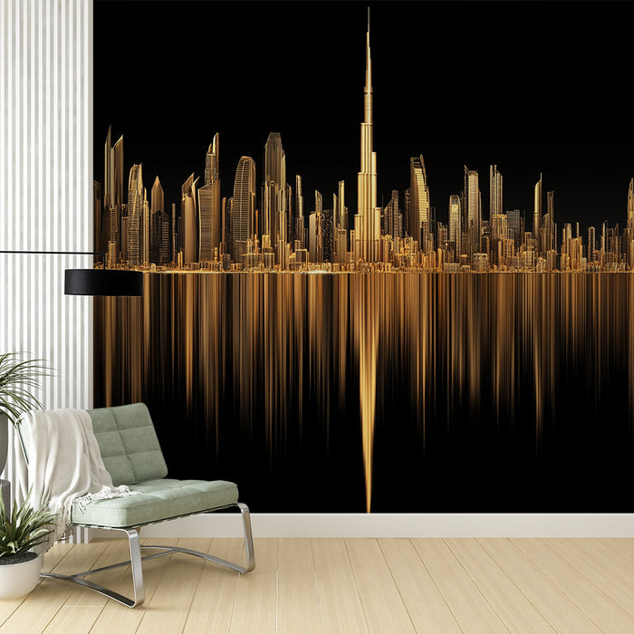 Papier peint skyline | Métropole dorée