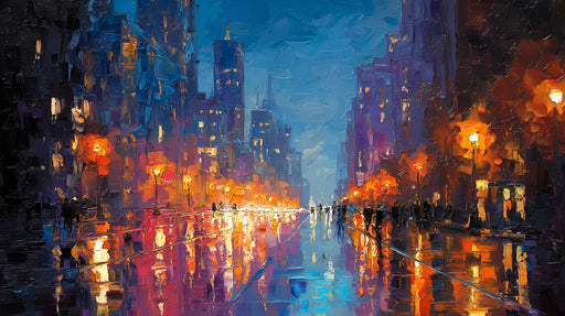 Papier peint urbain Scène de ville colorée la nuit