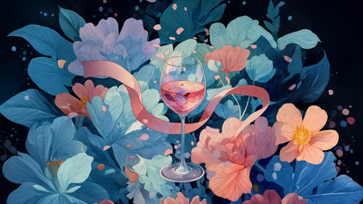Papier peint floral et vin Élégance florale et vin rosé