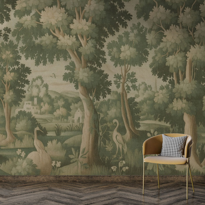 Papier peint paysage pastoral | Scène bucolique et verdoyante