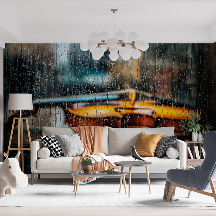 Papier peint violon | Ambiance pluvieuse et mélancolique