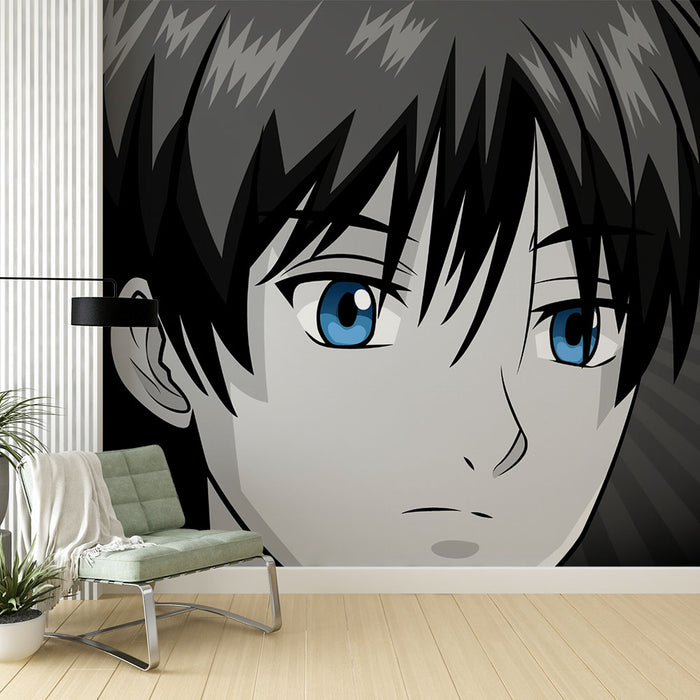 Papier peint personnage animé | Fond sombre et yeux bleus