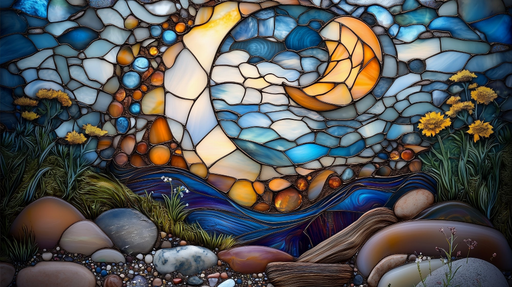 Papier peint vitrail Motif naturel et floral