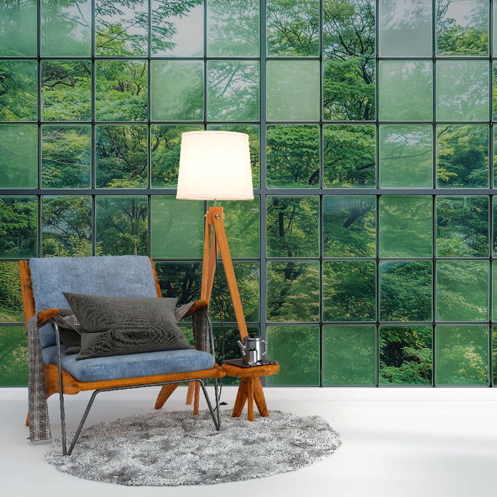 Papier peint nature | Fenêtre sur forêt verte