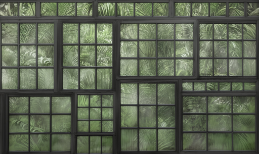 Papier peint fenêtre jardin Paysage de verdure luxuriante