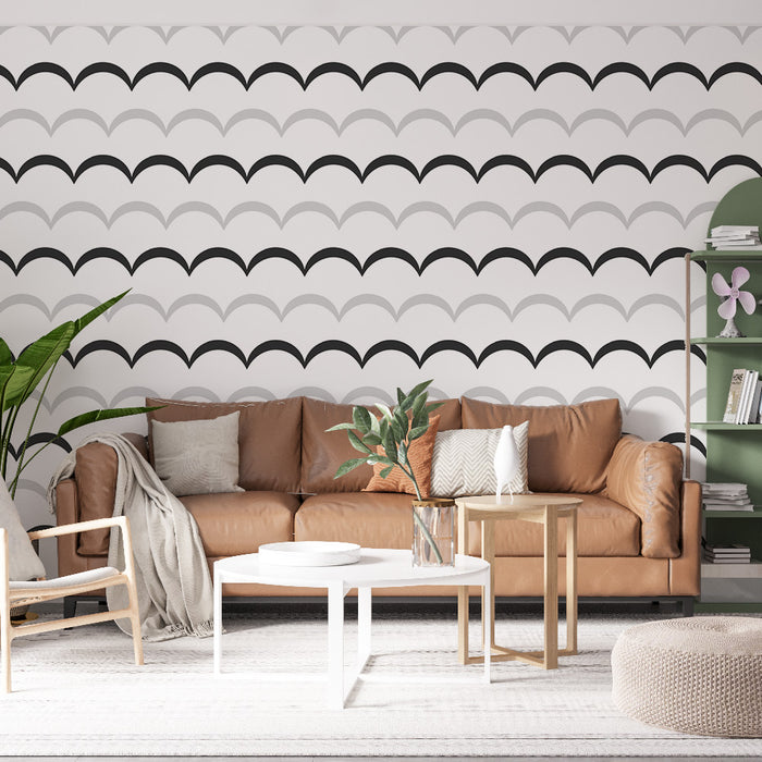 Papier peint motif arc | Design moderne en noir et blanc