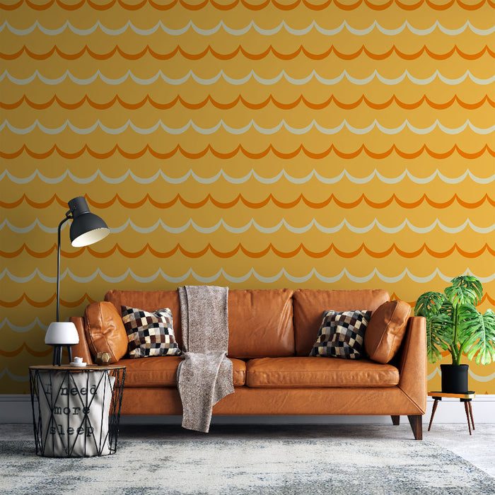 Papier peint vagues oranges | Design moderne et vibrant