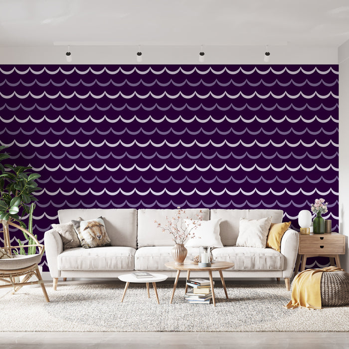 Papier peint vagues | Design graphique violet