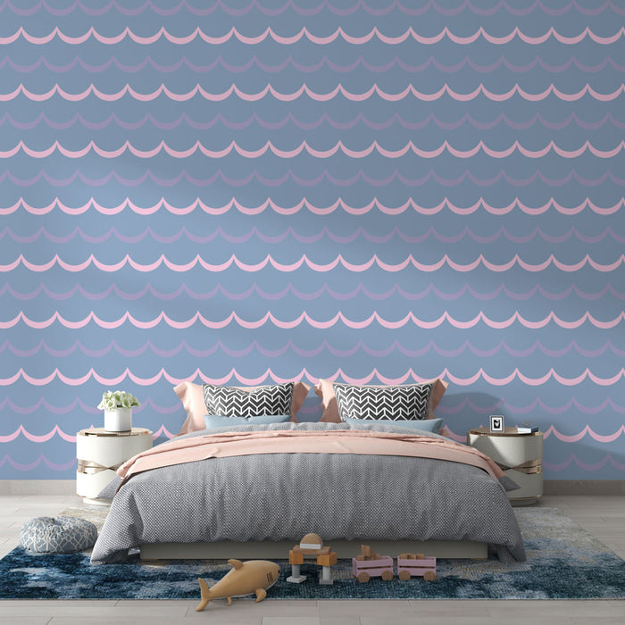 Papier peint vagues | Motif aquatique pastel