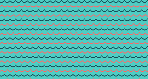 Papier peint vagues Design rétro turquoise et rose