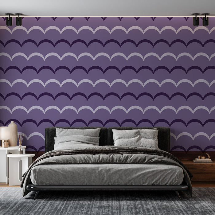 Papier peint vagues | Motif rétro violet