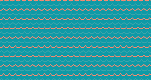 Papier peint vague Motif ondulé turquoise et corail