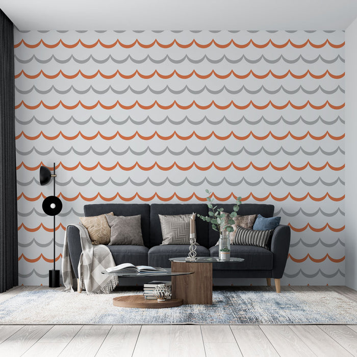 Papier peint vague | Design orange et gris