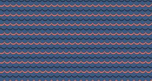 Papier peint vague Motif marin bleu et orange