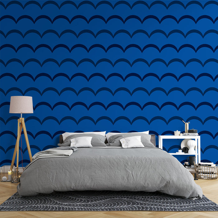 Papier peint vagues | Motif bleu profond