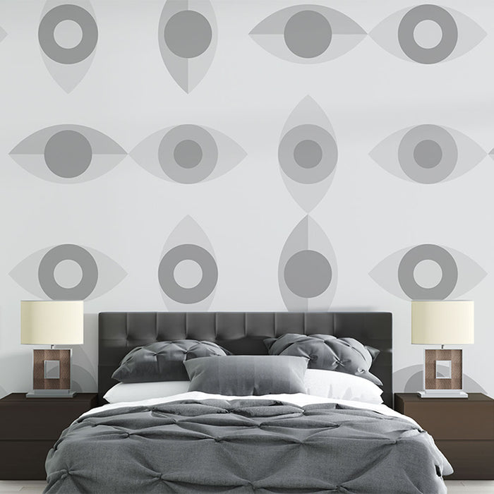 Papier peint motif yeux | Design Géométrique Gris